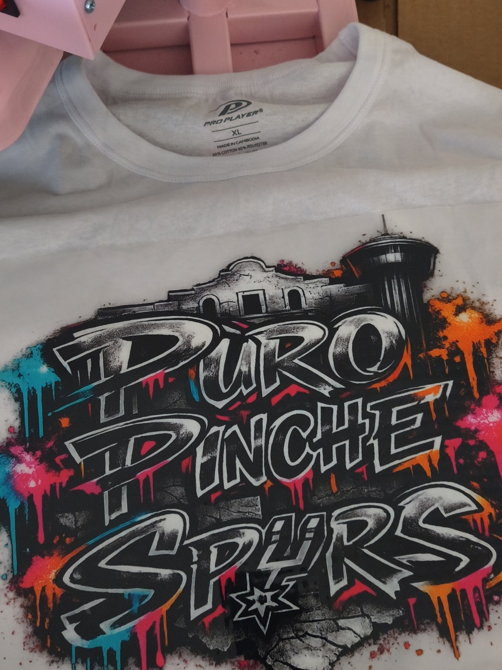Pro Player White Kids Graffiti 'Puro Pinche Spurs' Tee